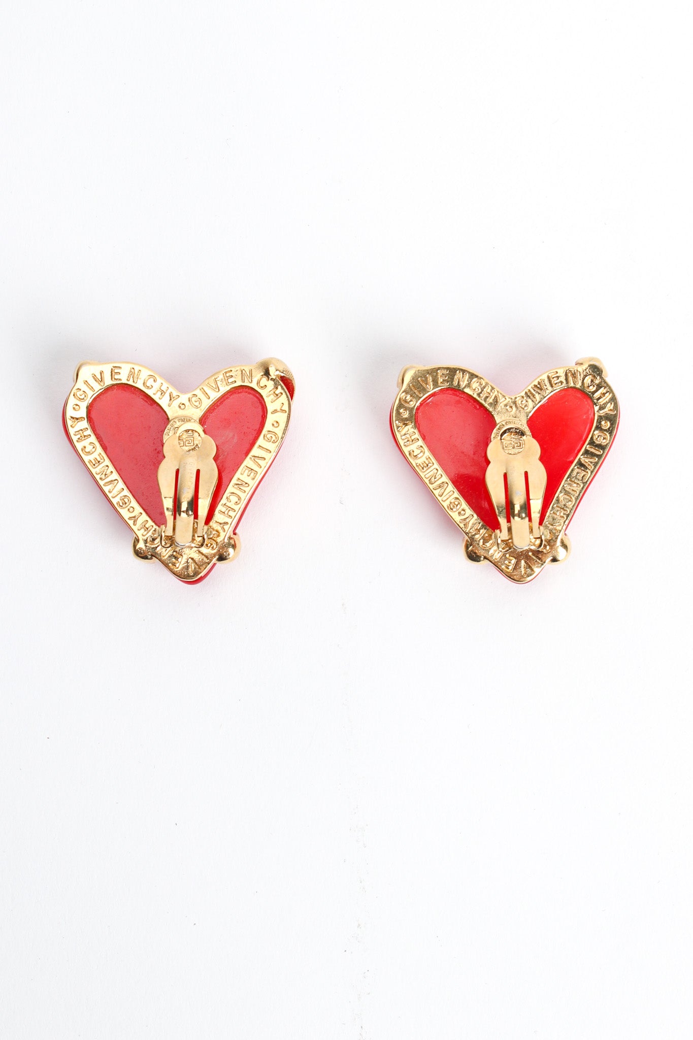 Vintage Givenchy Marble Resin Heart Earrings II back @ Recess LA