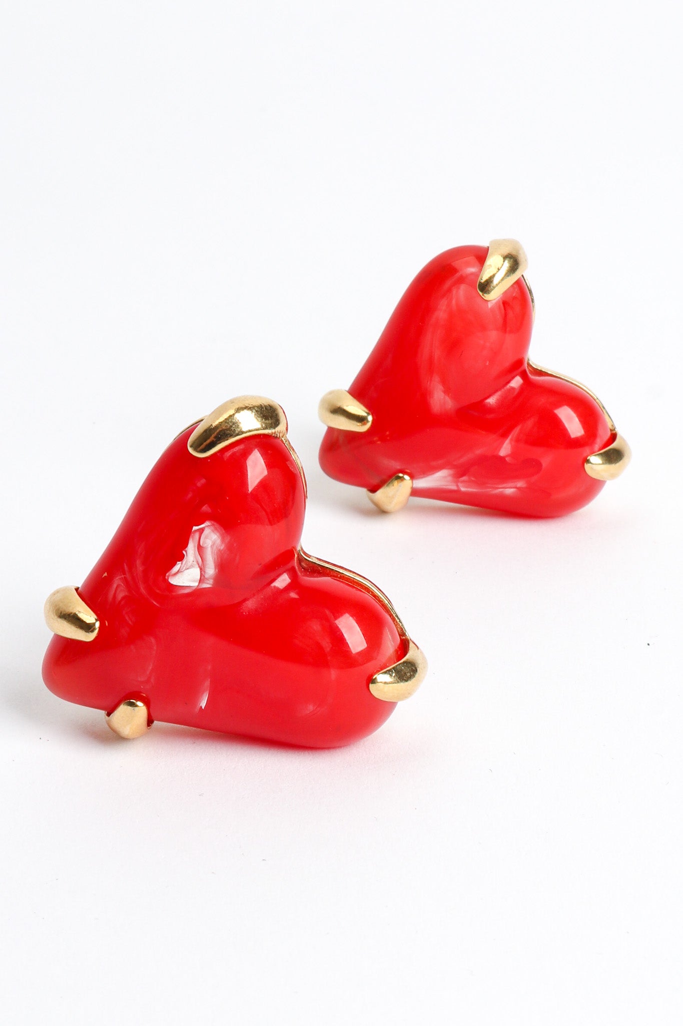Vintage Givenchy Marble Resin Heart Earrings II front side @ Recess LA