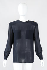 Recess Los Angeles Designer Consignment Vintage Gloria Sachs Silk Chiffon Blouse & Pleated Skirt Set