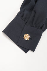 Recess Los Angeles Designer Consignment Vintage Gloria Sachs Silk Chiffon Blouse & Pleated Skirt Set