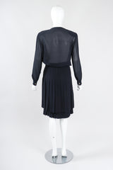 Recess Los Angeles Designer Consignment Vintage Gloria Sachs Silk Chiffon Blouse & Pleated Skirt Set