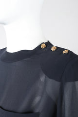 Recess Los Angeles Designer Consignment Vintage Gloria Sachs Silk Chiffon Blouse & Pleated Skirt Set