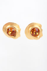 Recess Designer Consignment Vintage Signed Modernist Gold Oyster Collar Necklace & Earring Set