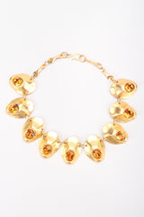 Recess Designer Consignment Vintage Signed Modernist Gold Oyster Collar Necklace & Earring Set