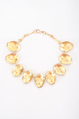 Recess Designer Consignment Vintage Signed Modernist Gold Oyster Collar Necklace & Earring Set