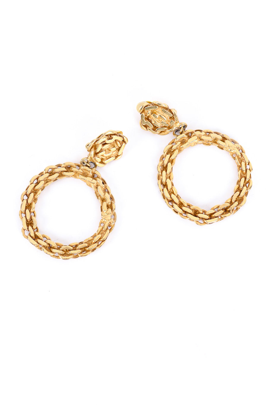Statement wound chain hoop earrings by Donna Karan New York flat lay @recessla