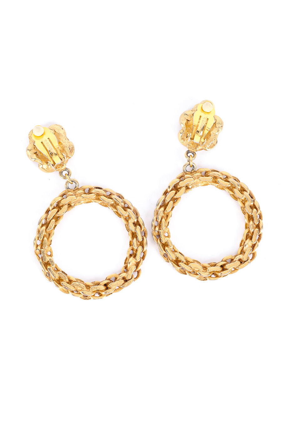 Statement wound chain hoop earrings by Donna Karan New York  Back of Earrings @recessla