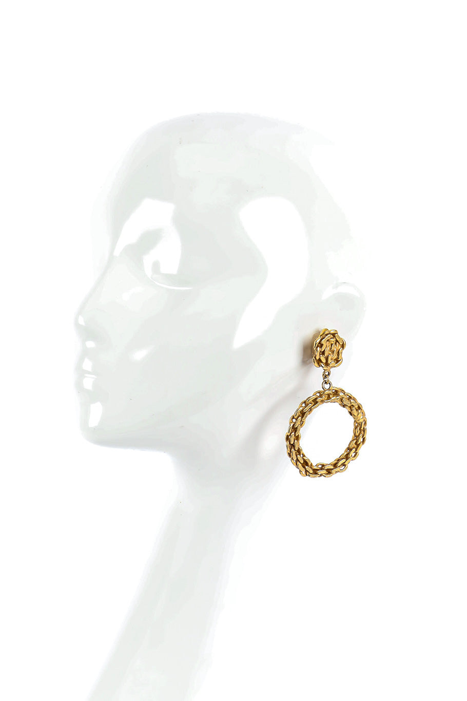 Statement wound chain hoop earrings by Donna Karan New York Photo on Mannequin @recessla