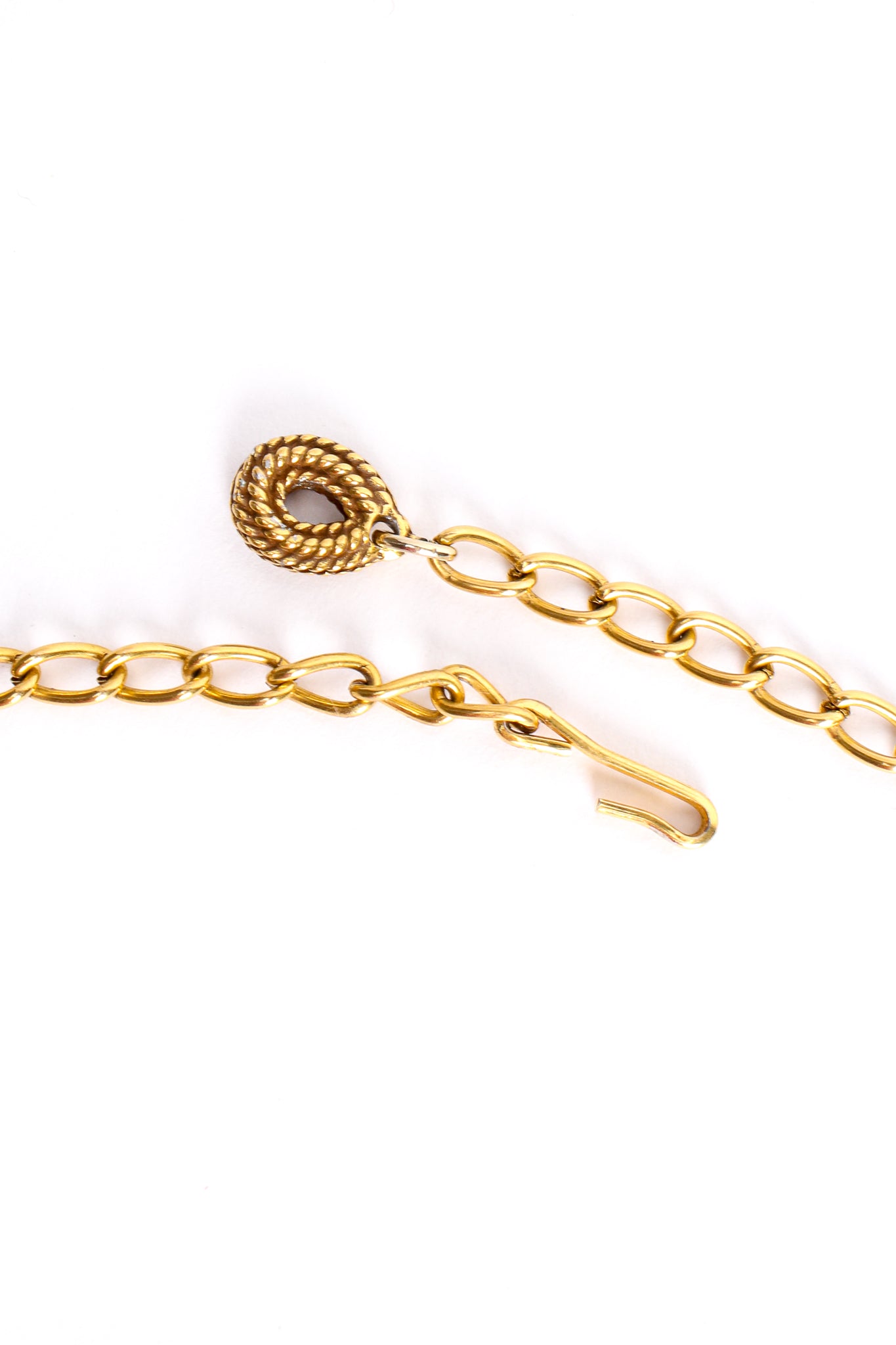 Vintage Goldette Fringe Plate Amulet Necklace hook chain at Recess Los Angeles
