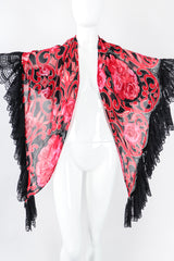 Recess Los Angeles Designer Consignment Vintage Gottex Floral Lace Sheer Chiffon Shawl Wrap