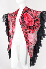 Recess Los Angeles Designer Consignment Vintage Gottex Floral Lace Sheer Chiffon Shawl Wrap