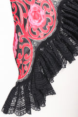Recess Los Angeles Designer Consignment Vintage Gottex Floral Lace Sheer Chiffon Shawl Wrap