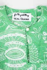 Vintage Greta Plattry for Teal Traina Butterfly Sleeve Frock Top & Skirt Set Label at Recess
