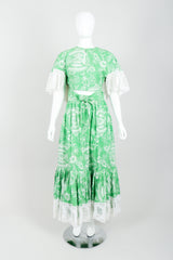 Vintage Greta Plattry for Teal Traina Butterfly Sleeve Frock Top & Skirt Set Front at Recess