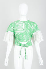 Vintage Greta Plattry for Teal Traina Butterfly Sleeve Frock Top & Skirt Set Top at Recess