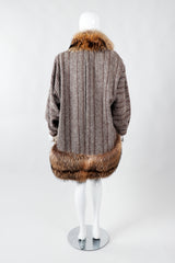 Vintage 70s Gucci Fur Trim Tweed Cocoon Coat on Mannequin, back full at Recess Los Angeles
