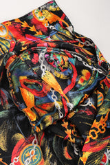 Recess Los Angeles Vintage Gucci Chain Print Silk Trench Shift Shirt Dress