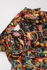 Recess Los Angeles Vintage Gucci Chain Print Silk Trench Shift Shirt Dress