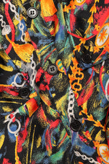 Recess Los Angeles Vintage Gucci Chain Print Silk Trench Shift Shirt Dress