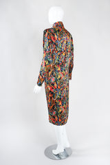 Recess Los Angeles Vintage Gucci Chain Print Silk Trench Shift Shirt Dress