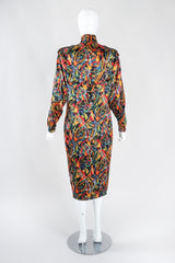 Recess Los Angeles Vintage Gucci Chain Print Silk Trench Shift Shirt Dress
