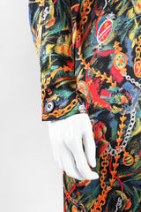 Recess Los Angeles Vintage Gucci Chain Print Silk Trench Shift Shirt Dress