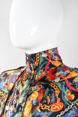 Recess Los Angeles Vintage Gucci Chain Print Silk Trench Shift Shirt Dress