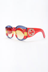 Recess Designer Consignment Gucci GG0177S Rounded Stripe Sunglasses Los Angeles Resale
