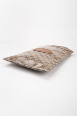 a Los Angeles Vintage Gucci Monogram Travel Shoe Tote Bag Coated Canvas Leather Handle Gold Letter Pressing