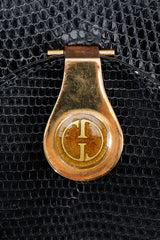 Vintage Gucci Lizard Leather Envelope Clutch Clasp detail