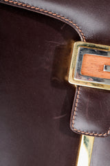 Vintage Gucci 70s Leather Logo G Clasp Satchel Handbag scratches at Recess Los Angeles