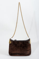 Vintage Gucci Brown Chenille Monogram Shoulder Bag Front at Recess Los Angeles