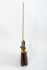Vintage Gucci Brown Chenille Monogram Shoulder Bag Side2 at Recess Los Angeles