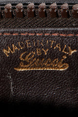 Vintage Gucci Brown Chenille Monogram Shoulder Bag signature stamp on leather