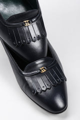 Recess Los Angeles Vintage Gucci Leather Fringe Flap Everyday Stacked Loafer Heels