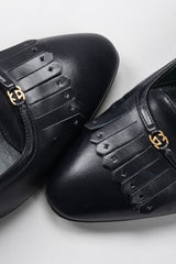 Recess Los Angeles Vintage Gucci Leather Fringe Flap Everyday Stacked Loafer Heels