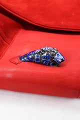 Vintage Gucci 1970s Suede Dionysus Trench Coat Wear on Dionysus tiger head at pocket flap