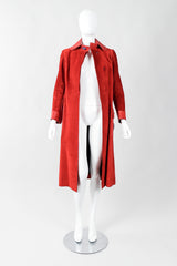 Vintage Gucci 1970s Suede Dionysus Trench Coat on Mannequin Open at Recess Los Angeles