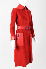 Vintage Gucci 1970s Suede Dionysus Trench Coat on Mannequin Side at Recess Los Angeles