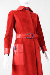 Vintage Gucci 1970s Suede Dionysus Trench Coat on Mannequin Crop at Recess Los Angeles