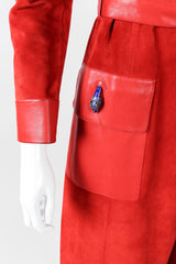 Vintage Gucci 1970s Suede Dionysus Trench Coat on Mannequin pocket at Recess Los Angeles