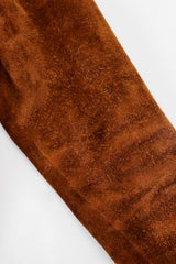 Vintage Gucci 1970s Cognac Suede Iconic Enamel Web Trench Coat Sleeve damage