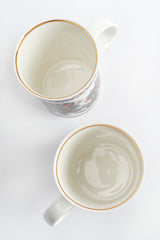 Vintage Gucci Gilded Floral Signed Mugs (Set of 2) top rim/depth @ Recess LA