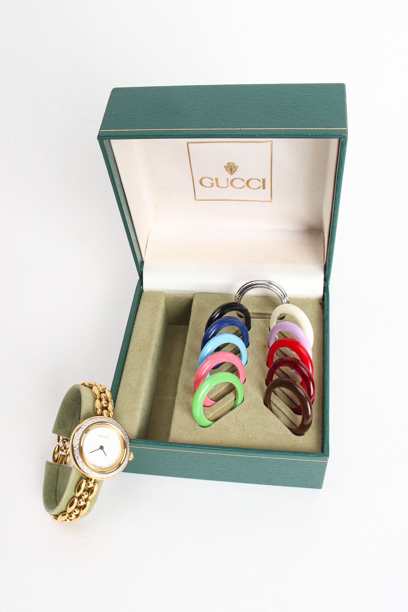 Vintage Gucci 12 Bezel Bracelet Watch Boxed Set at Recess Los Angeles