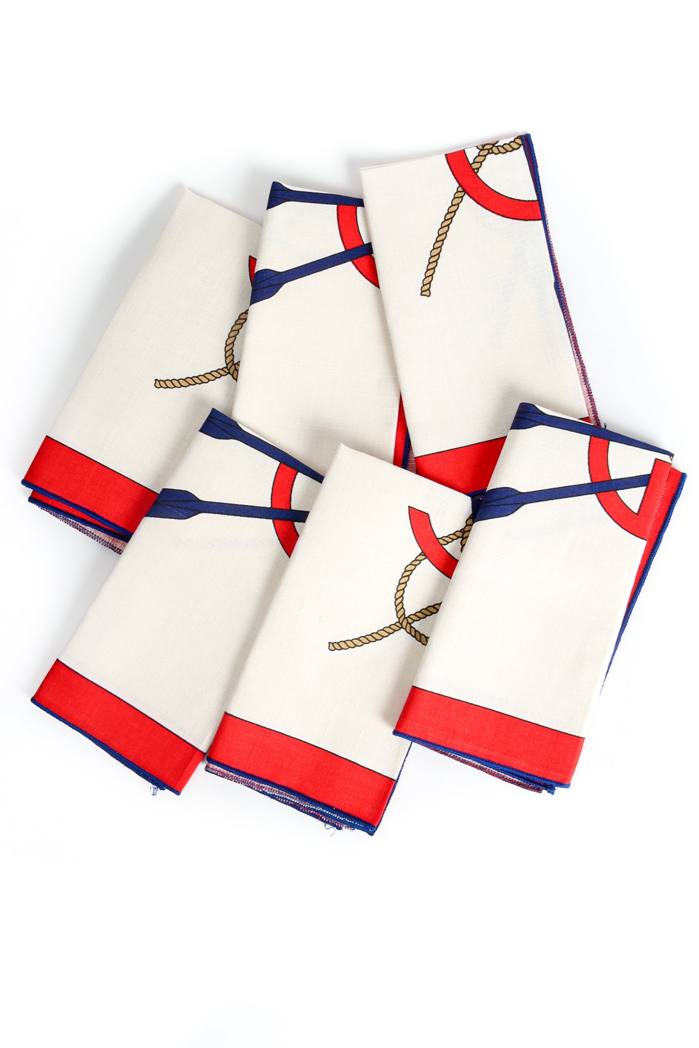 Vintage Gucci Linen Nautical Tablecloth Placemat Napkin Set 6 napkins at Recess Los Angeles