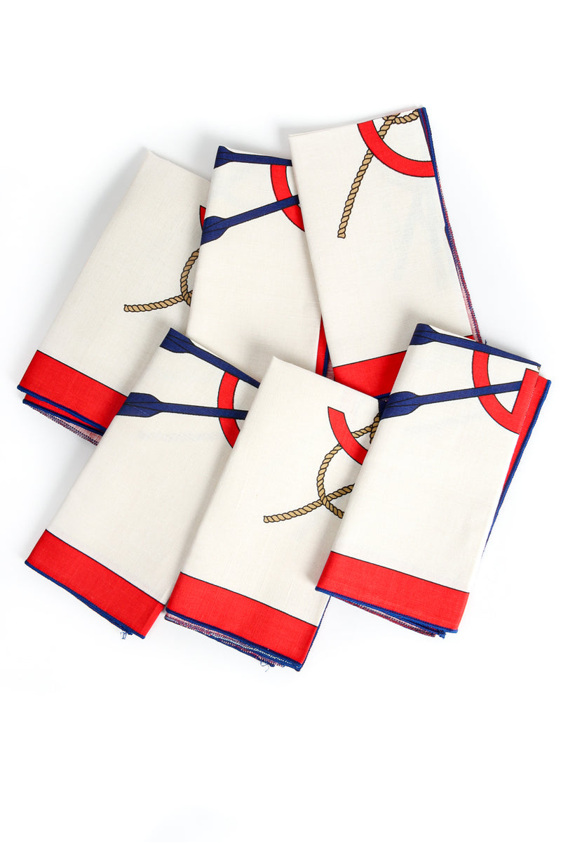 Vintage Gucci Linen Nautical Tablecloth Placemat Napkin Set 6 napkins at Recess Los Angeles