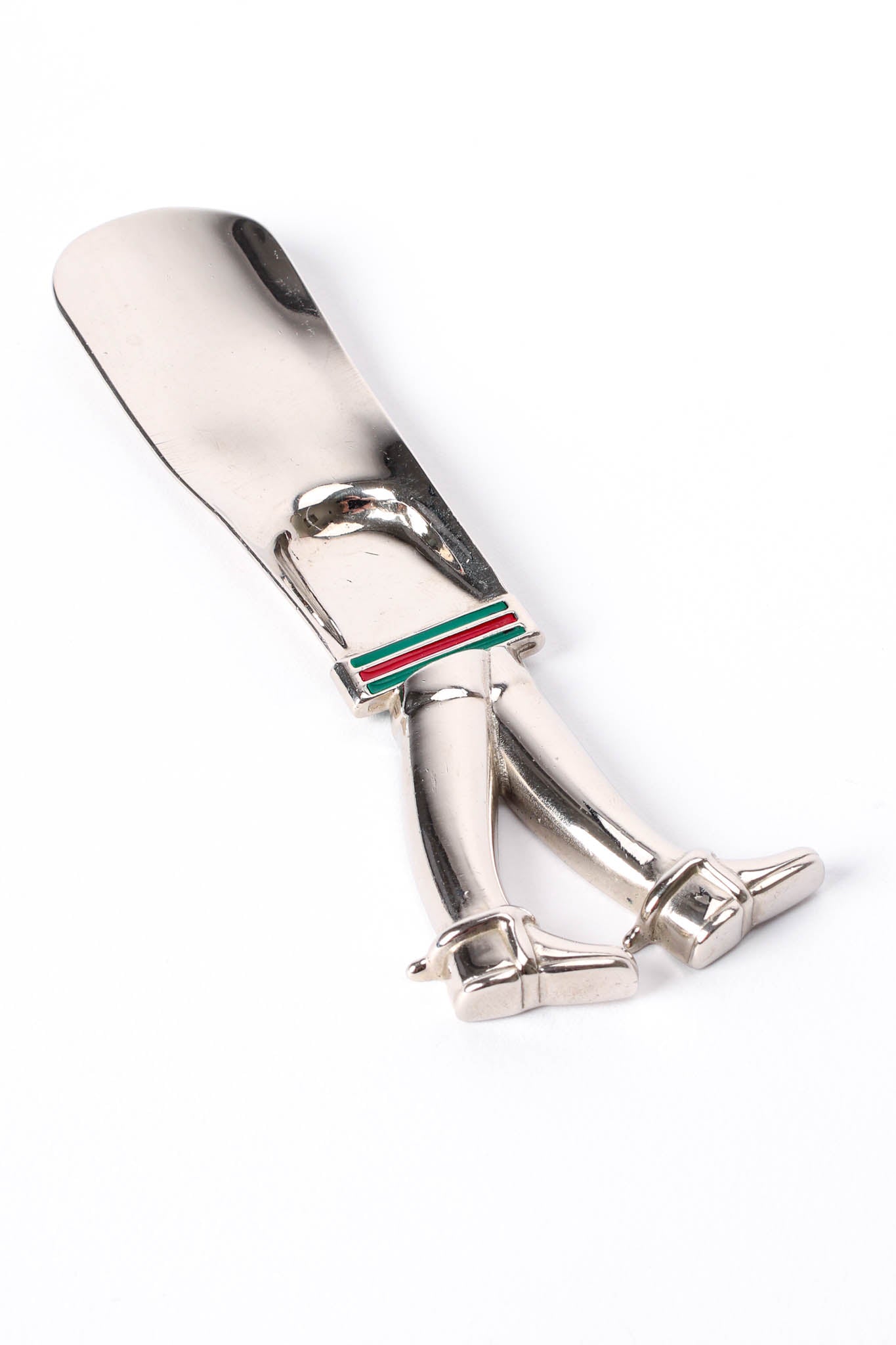 Vintage Gucci Striped Riding Boot Shoe Horn angle at Recess Los Angeles