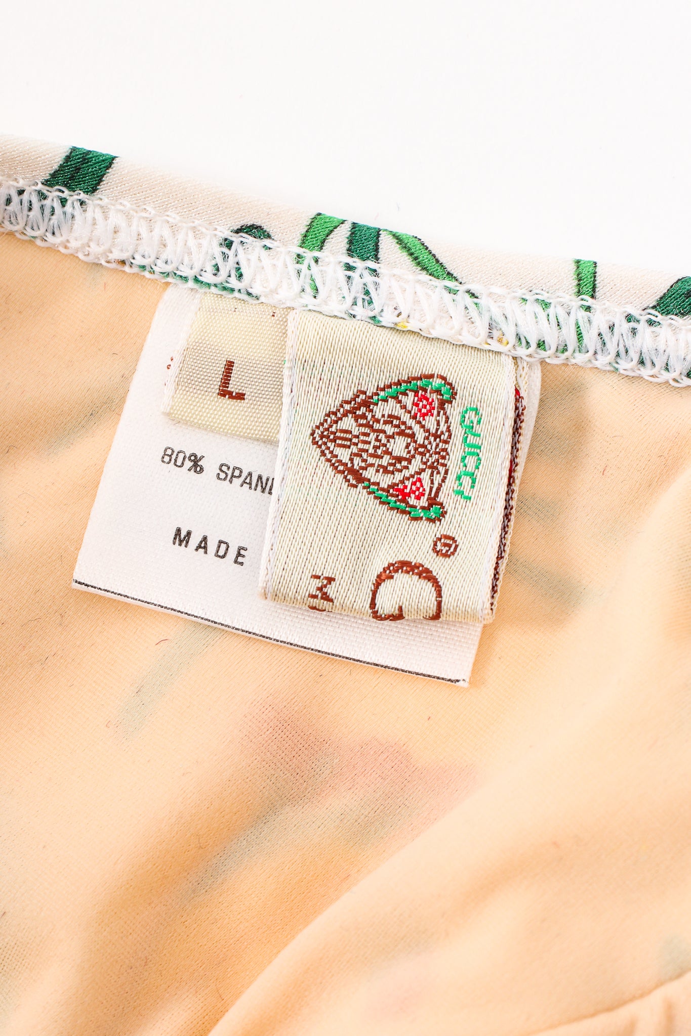 Vintage Gucci Flora Print Maillot Swimsuit label at Recess Los Angeles