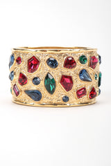 Recess Vintage Guy Laroche Gold Hinged Cuff Bracelet With Faux Gemstones, Front