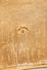 Recess Vintage Guy Laroche Signature Stamp On Gold Hinged Cuff Bracelet With Faux Gemstones